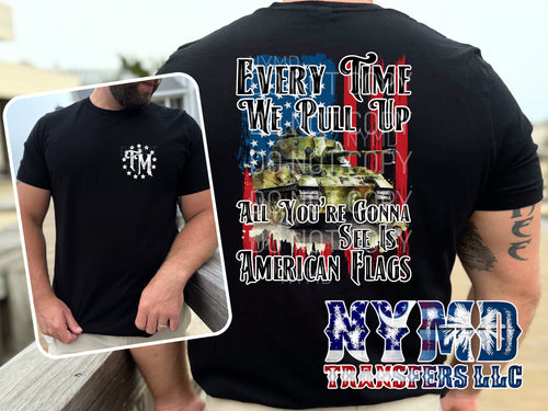 M-9 - *RTS* 8/16* Adult ~ TM American Flag ~ NEW SOFT LOW HEAT FORMULA  Full Color Screen Print Transfer - NYMD EXCLUSIVE