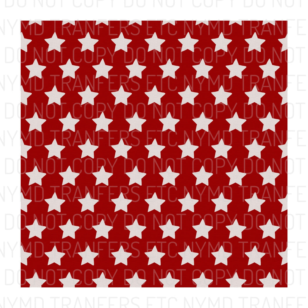 Red With White Stars Full Sheet Ready To Press Sublimation Transfer