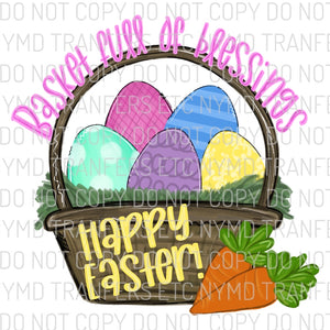Basket Full Of Blessings Happy Easter Ready To Press Sublimation Transfer