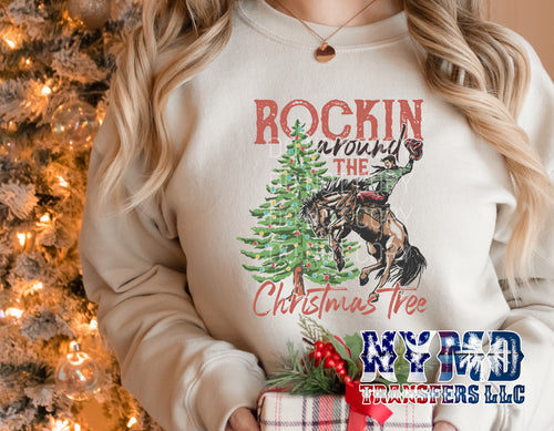 R-13 - *RTS* 11/24* Adult ~ Rockin Christmas Tree ~ NEW SOFT LOW HEAT FORMULA  Full Color Screen Print Transfer