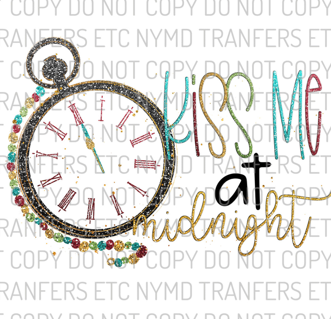 Kiss Me At Midnight Clock Ready To Press Sublimation Transfer