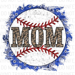 Baseball Mom Leopard Blue Bandana Ready To Press Sublimation Transfer