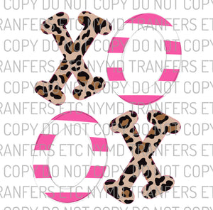 XOXO Leopard And Pink Stripes Ready To Press Sublimation Transfer