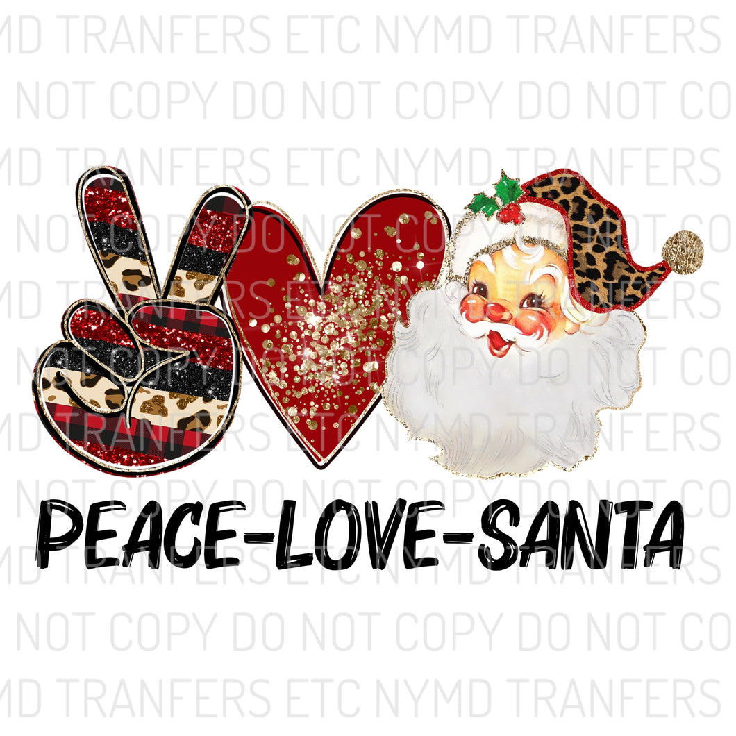 Peace Love Santa Leopard Ready To Press Sublimation Transfer