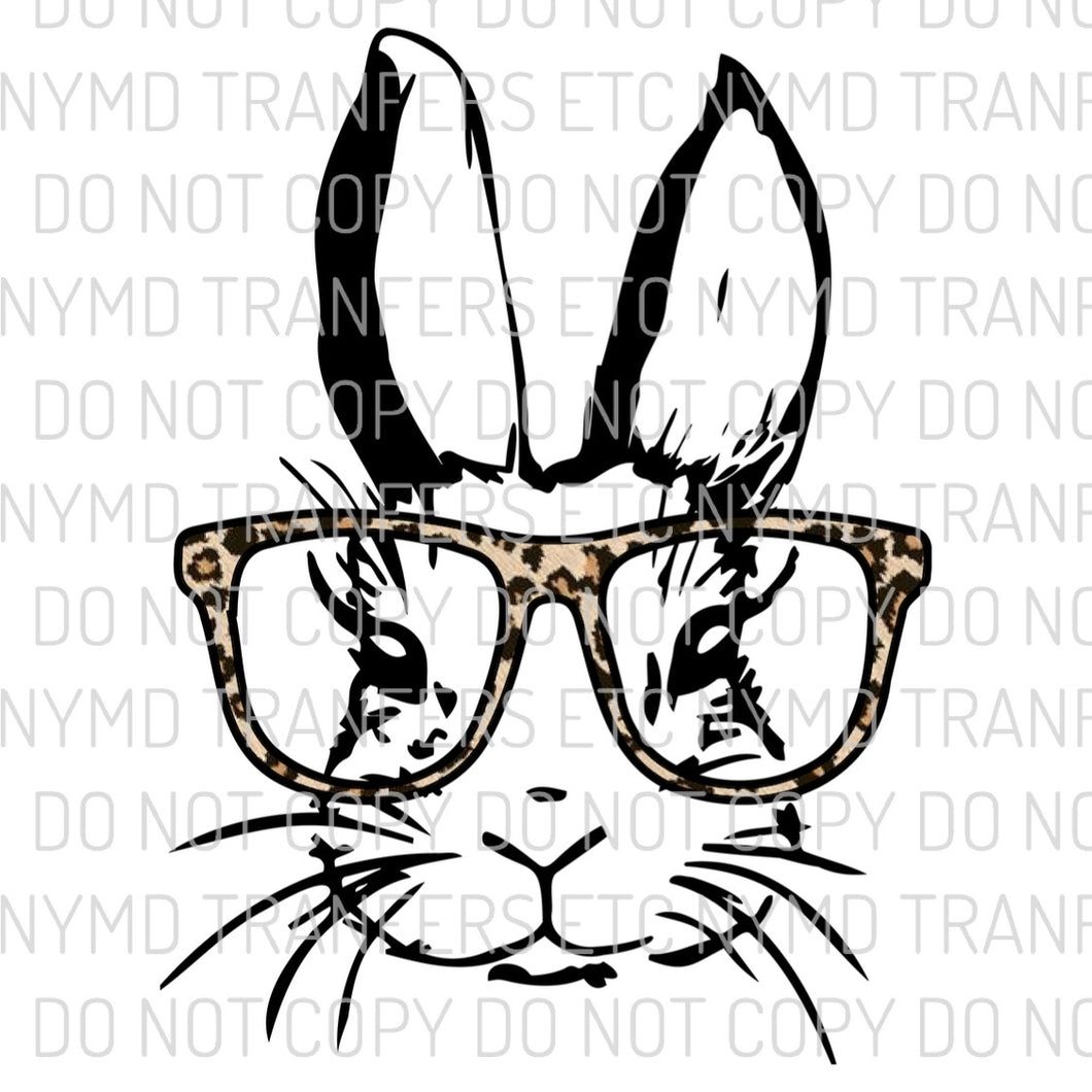 Easter Bunny With Leopard Glasses Ready To Press Sublimation Transfer