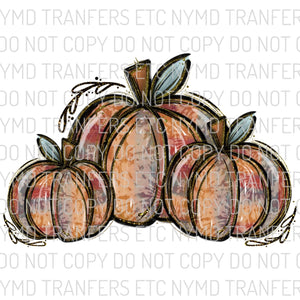 Fall Tie Dye Pumpkins Trio Ready To Press Sublimation Transfer