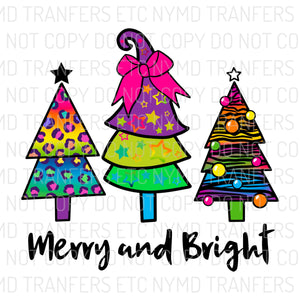 Merry And Bright Trees Ready To Press Sublimation Transfer