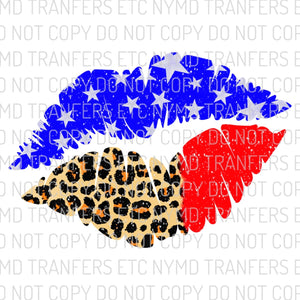 Leopard American Flag Lips Ready To Press Sublimation Transfer