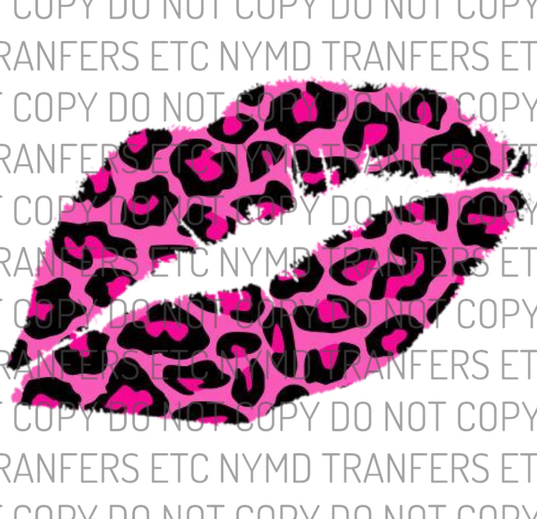 Pink Leopard Lips Ready To Press Sublimation Transfer