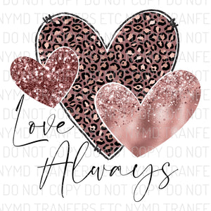 Love Always Pink Leopard Hearts Ready To Press Sublimation Transfer