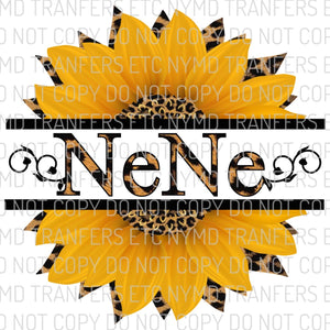 NeNe Leopard Sunflower Ready To Press Sublimation Transfer