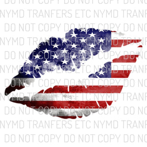 American Flag Lips Ready To Press Sublimation Transfer