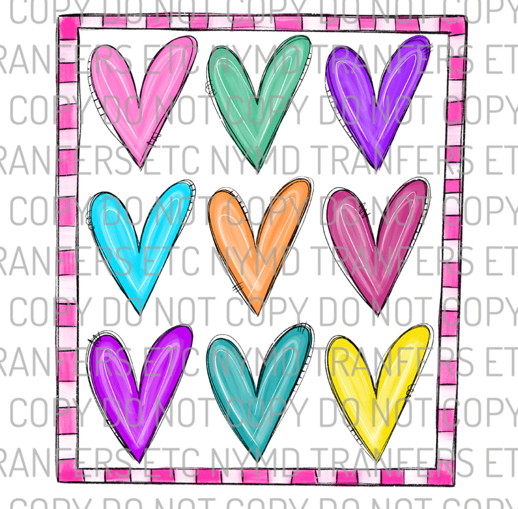 Colorful Hearts Ready To Press Sublimation Transfer