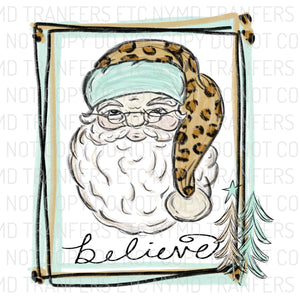 Santa Believe Leopard Ready To Press Sublimation Transfer