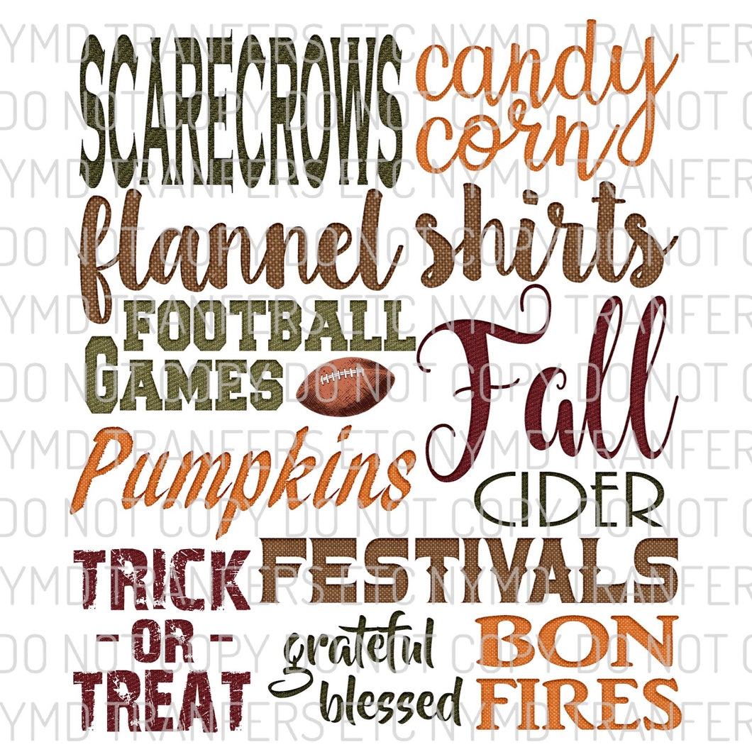 Fall Favorites Ready To Press Sublimation Transfer