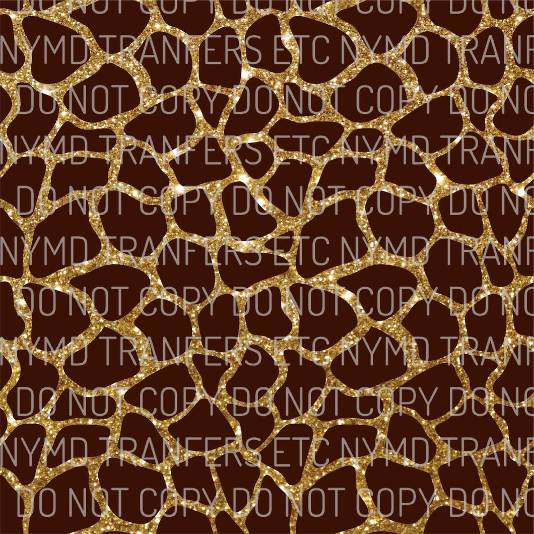 Brown Giraffe Print Glitter Background Full Sheet Ready To Press Sublimation Transfer