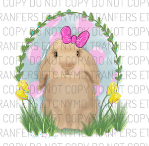 Brown Bunny With Bow Ready To Press Sublimation Transfer