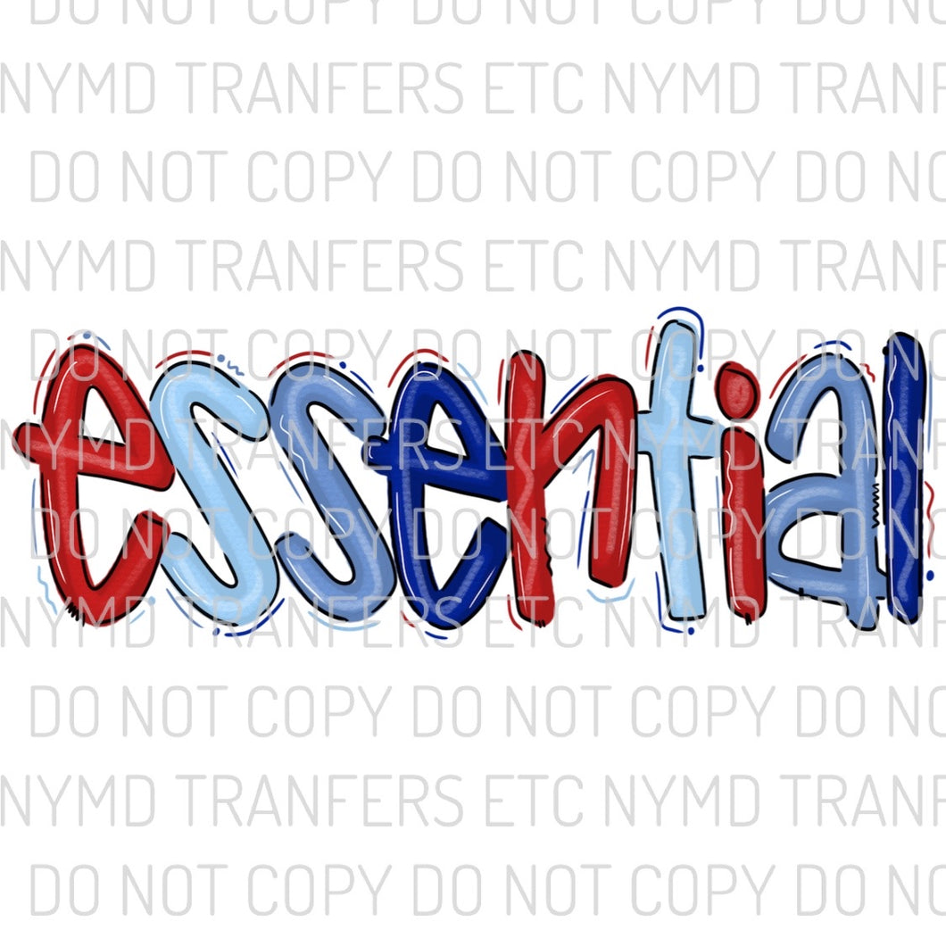 Essential Patriotic Doodle Letters Ready To Press Sublimation Transfer