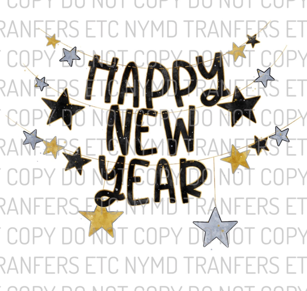 Happy New Year Stars Ready To Press Sublimation Transfer