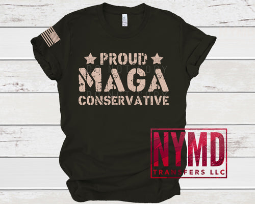 A-1 - *RTS* 9/15* Adult ~ Proud M.A.G.A. Conservative ~ Light Tan Ink Screen Print Transfer - NYMD EXCLUSIVE