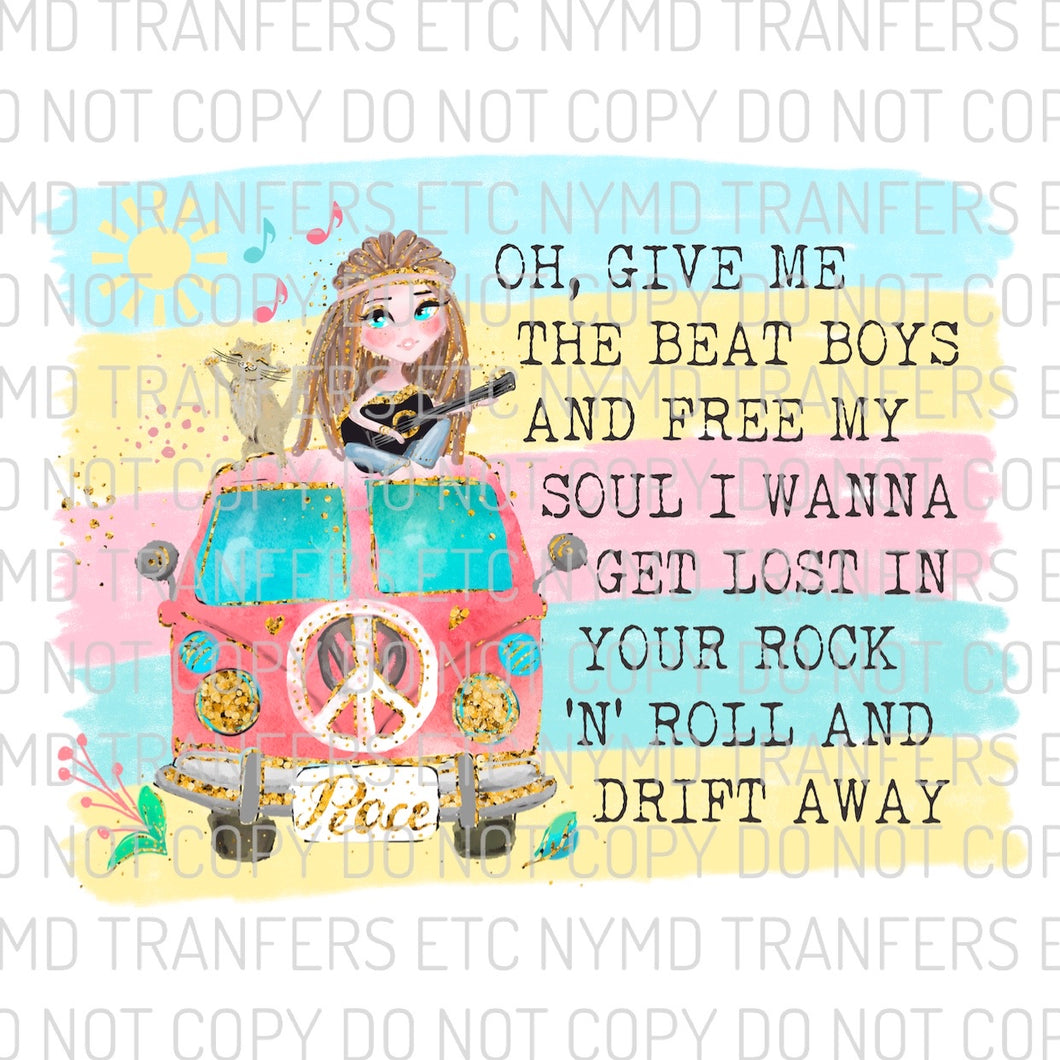Oh Give Me The Beat Boys Hippie Van Ready To Press Sublimation Transfer