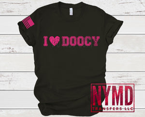 M-4 - *RTS* 9/20* Adult ~ I Heart Doocy ~ Hot Pink Ink Screen Print Transfer - NYMD EXCLUSIVE