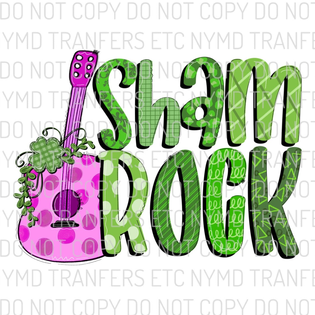 Sham Rock Guitar Ready To Press Sublimation Transfer