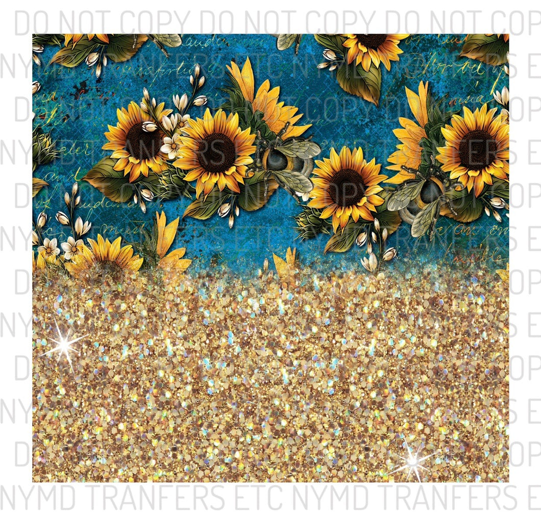 Sunflower Gold Glitter Ombré Ready To Press Tumbler Sublimation Transfer