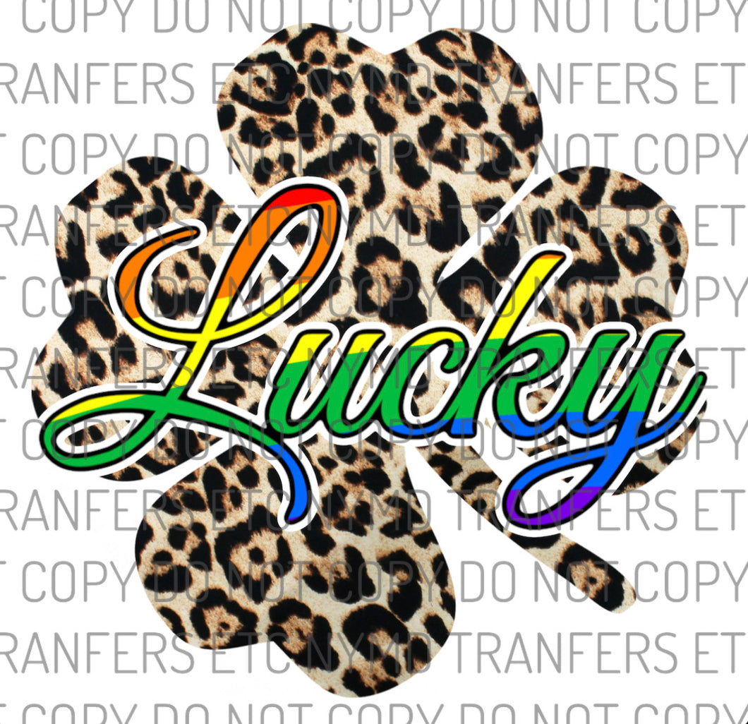 Lucky Rainbow Leopard Shamrock Ready To Press Sublimation Transfer