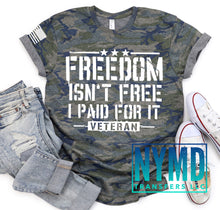 Load image into Gallery viewer, C-7 - RESTOCK *RTS*  Adult ~ Freedom Isn’t Free ~ White Ink Screen Print Transfer