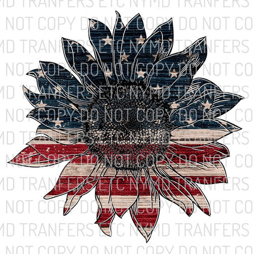 American Flag Sunflower Ready To Press Sublimation Transfer