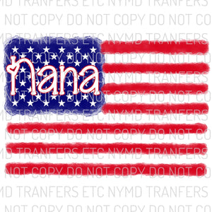 Nana American Flag Ready To Press Sublimation Transfer