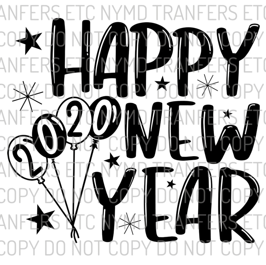 Happy New Year 2020 Balloons Ready To Press Sublimation Transfer