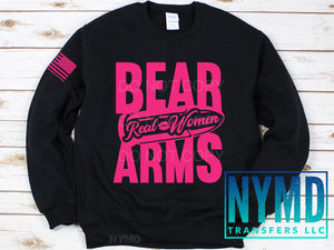 N-3 - *RTS*  Adult ~ Real Women Bear Arms ~ Hot Pink Ink Screen Print Transfer
