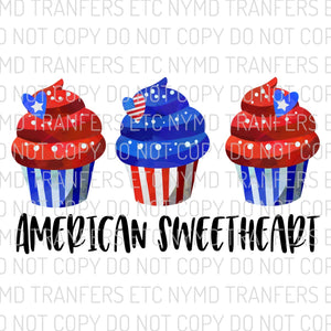 American Sweetheart Cupcakes Ready To Press Sublimation Transfer
