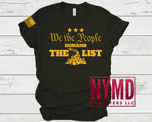 F-13 - *RTS* 9/13* Adult ~ The List ~ Gold Ink Screen Print Transfer - NYMD EXCLUSIVE