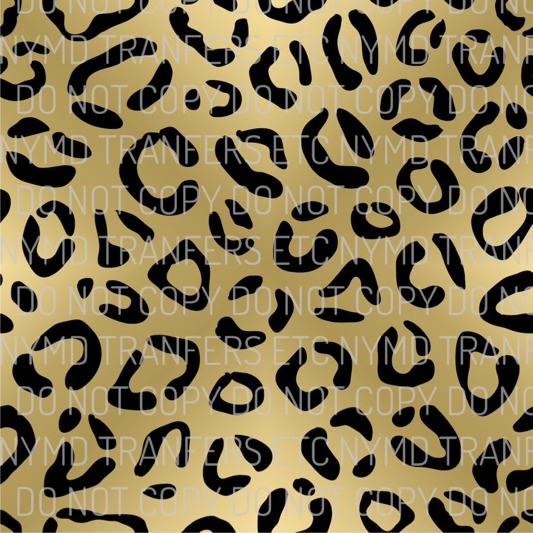 Black Leopard Print Gold Background Full Sheet Ready To Press Sublimation Transfer