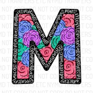 Floral M Mom Mama Mother Ready To Press Sublimation Transfer
