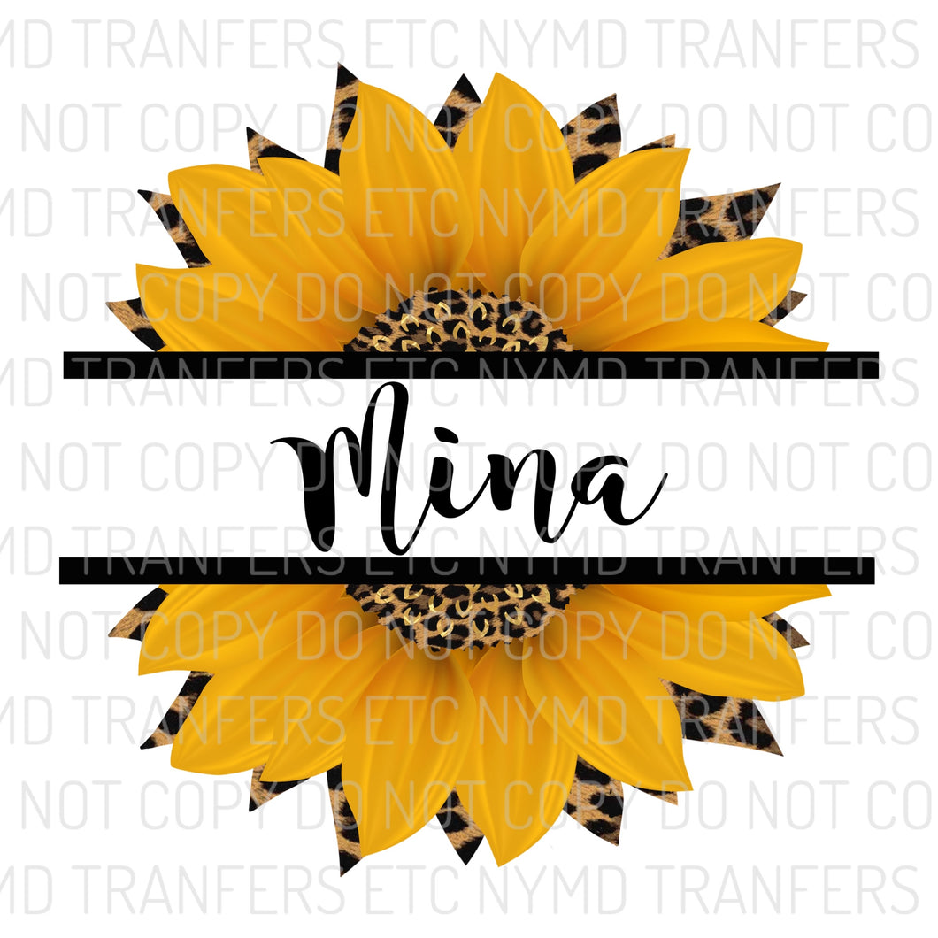 Custom Mina Leopard Sunflower Ready To Press Sublimation Transfer