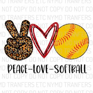 Peace Love Softball Ready To Press Sublimation Transfer