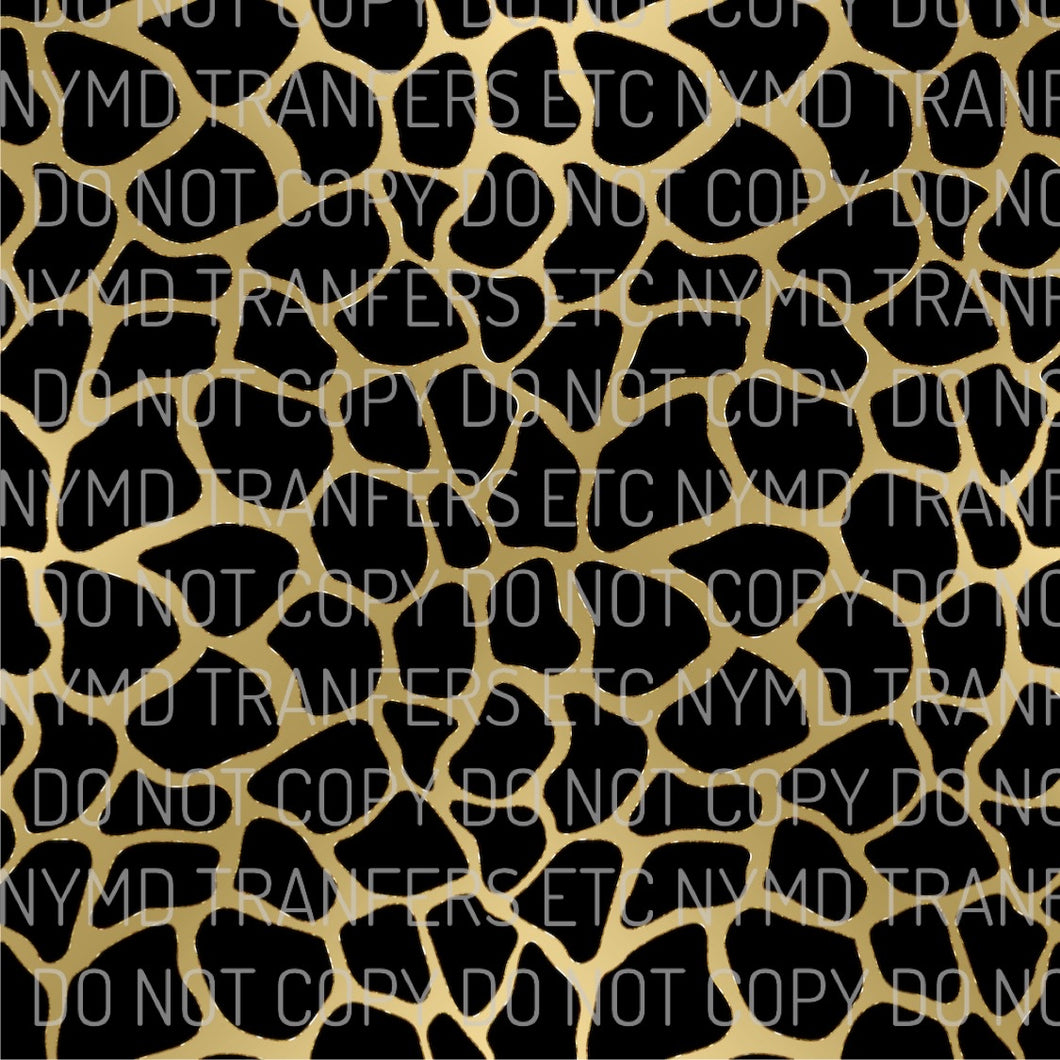 Giraffe Print Gold Background Full Sheet Ready To Press Sublimation Transfer