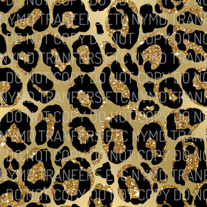 Gold Glitter Large Leopard Print Gold Background Full Sheet Ready To Press Sublimation Transfer