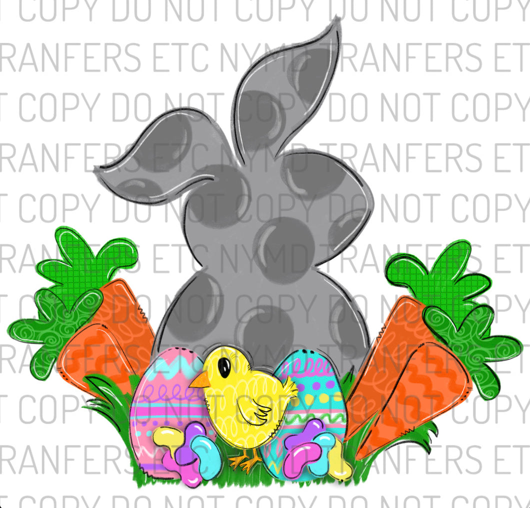 Easter Bunny With Carrots And Eggs Ready To Press Sublimation Transfer
