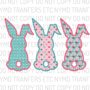 Easter Bunnies Appliqué Look Polka Dots Ready To Press Sublimation Transfer