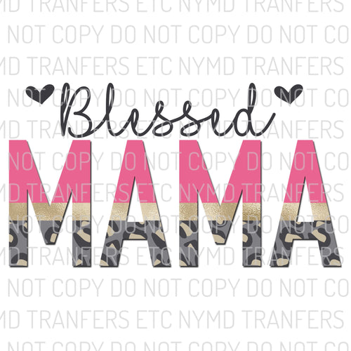 Blessed Mama Pink Gold Leopard Ready To Press Sublimation Transfer