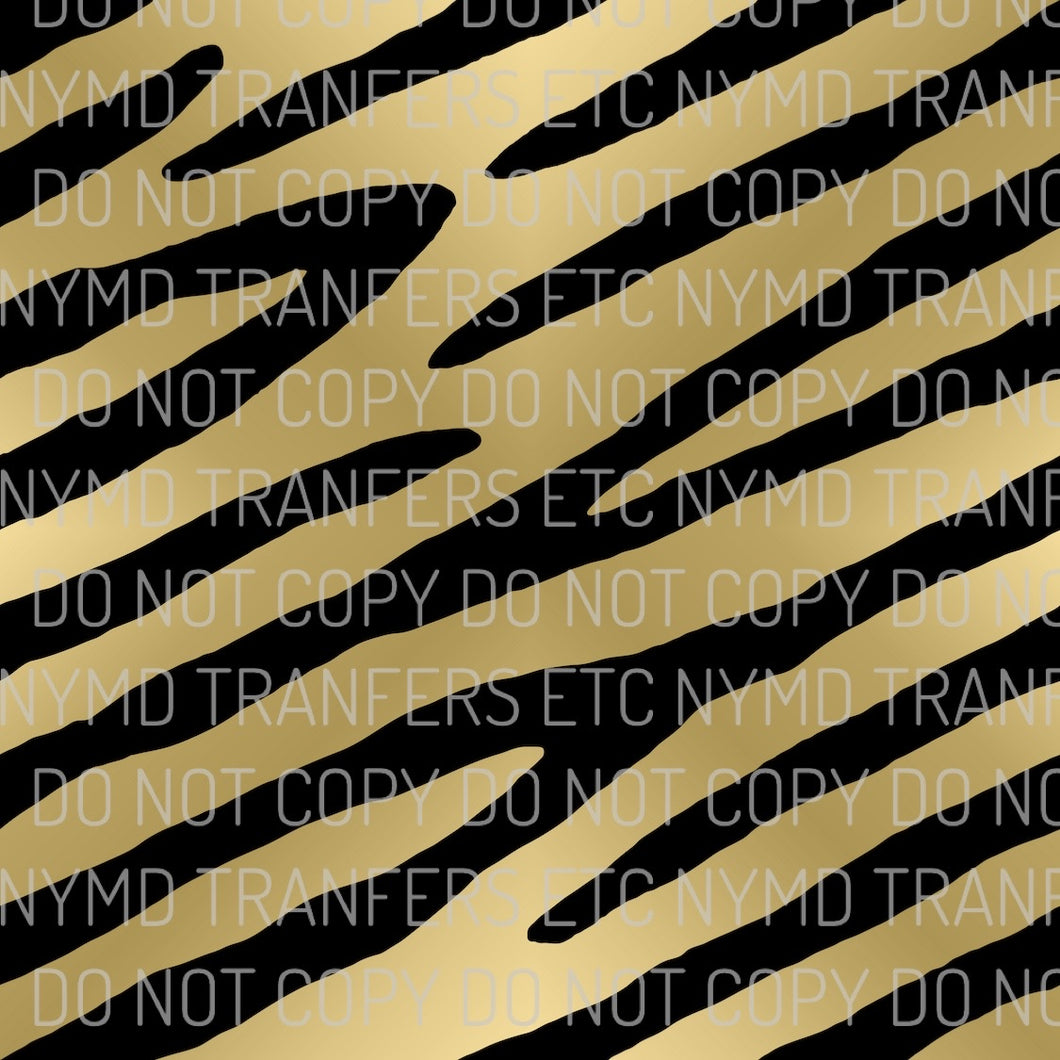Diagonal Zebra Print Gold Background Full Sheet Ready To Press Sublimation Transfer
