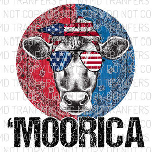 ‘Moorica Cow American Flag Ready To Press Sublimation Transfer