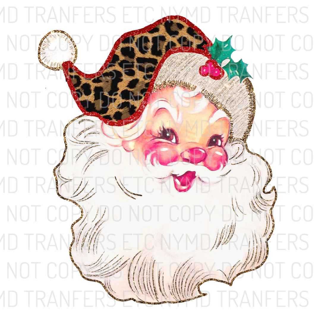 Santa With Leopard Hat Ready To Press Sublimation Transfer