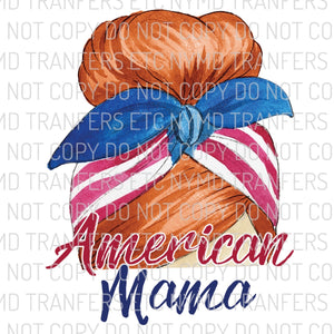 American Mama Red Hair Ready To Press Sublimation Transfer