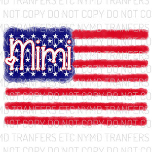 Mimi American Flag Ready To Press Sublimation Transfer